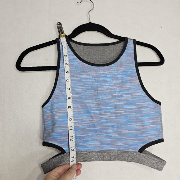 SWEATY BETTY Blue Grey Reversible Cut Out Cropped Sleeveless Crop Top Medium - Picture 5 of 13